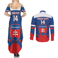 Custom Slovakia Hockey Couples Matching Summer Maxi Dress and Long Sleeve Button Shirt Go Slovak Our Boys - Wonder Print Shop