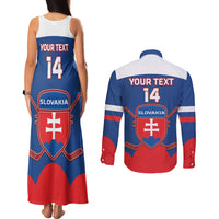 Custom Slovakia Hockey Couples Matching Tank Maxi Dress and Long Sleeve Button Shirt Go Slovak Our Boys - Wonder Print Shop