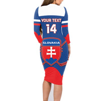 Custom Slovakia Hockey Family Matching Long Sleeve Bodycon Dress and Hawaiian Shirt Go Slovak Our Boys - Wonder Print Shop