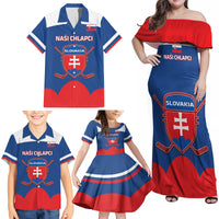 Custom Slovakia Hockey Family Matching Off Shoulder Maxi Dress and Hawaiian Shirt Go Slovak Our Boys - Wonder Print Shop