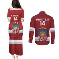 Custom Latvia Hockey Couples Matching Puletasi and Long Sleeve Button Shirt 2024 Go Latvija - Wonder Print Shop