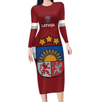 Custom Latvia Hockey Long Sleeve Bodycon Dress 2024 Go Latvija - Wonder Print Shop