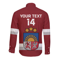 Custom Latvia Hockey Long Sleeve Button Shirt 2024 Go Latvija - Wonder Print Shop