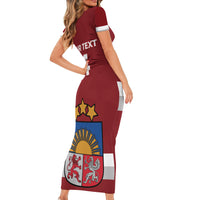 Custom Latvia Hockey Short Sleeve Bodycon Dress 2024 Go Latvija - Wonder Print Shop