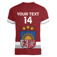 Custom Latvia Hockey Women V-Neck T-Shirt 2024 Go Latvija - Wonder Print Shop
