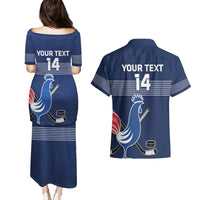 Custom France Hockey Couples Matching Puletasi and Hawaiian Shirt Francaise Gallic Rooster - Wonder Print Shop