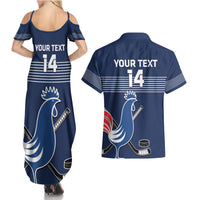 Custom France Hockey Couples Matching Summer Maxi Dress and Hawaiian Shirt Francaise Gallic Rooster - Wonder Print Shop