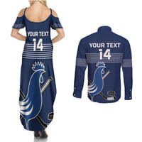 Custom France Hockey Couples Matching Summer Maxi Dress and Long Sleeve Button Shirt Francaise Gallic Rooster - Wonder Print Shop