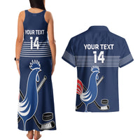 Custom France Hockey Couples Matching Tank Maxi Dress and Hawaiian Shirt Francaise Gallic Rooster - Wonder Print Shop