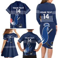 Custom France Hockey Family Matching Long Sleeve Bodycon Dress and Hawaiian Shirt Francaise Gallic Rooster - Wonder Print Shop