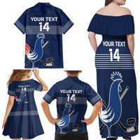 Custom France Hockey Family Matching Off Shoulder Maxi Dress and Hawaiian Shirt Francaise Gallic Rooster - Wonder Print Shop