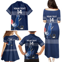 Custom France Hockey Family Matching Puletasi and Hawaiian Shirt Francaise Gallic Rooster - Wonder Print Shop