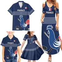 Custom France Hockey Family Matching Summer Maxi Dress and Hawaiian Shirt Francaise Gallic Rooster - Wonder Print Shop