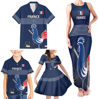 Custom France Hockey Family Matching Tank Maxi Dress and Hawaiian Shirt Francaise Gallic Rooster - Wonder Print Shop
