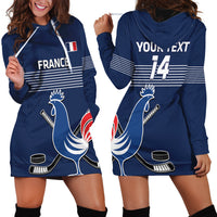 Custom France Hockey Hoodie Dress Francaise Gallic Rooster - Wonder Print Shop