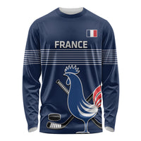Custom France Hockey Long Sleeve Shirt Francaise Gallic Rooster - Wonder Print Shop