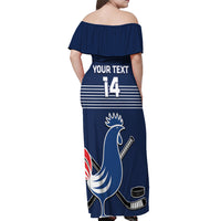 Custom France Hockey Off Shoulder Maxi Dress Francaise Gallic Rooster - Wonder Print Shop