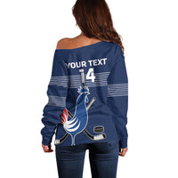 Custom France Hockey Off Shoulder Sweater Francaise Gallic Rooster - Wonder Print Shop