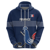 Custom France Hockey Zip Hoodie Francaise Gallic Rooster - Wonder Print Shop