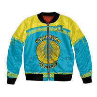 Custom Kazakhstan Hockey Bomber Jacket 2024 Go Kazakh - Wonder Print Shop