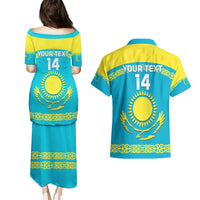 Custom Kazakhstan Hockey Couples Matching Puletasi and Hawaiian Shirt 2024 Go Kazakh - Wonder Print Shop