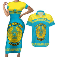 Custom Kazakhstan Hockey Couples Matching Short Sleeve Bodycon Dress and Hawaiian Shirt 2024 Go Kazakh - Wonder Print Shop
