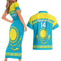 Custom Kazakhstan Hockey Couples Matching Short Sleeve Bodycon Dress and Hawaiian Shirt 2024 Go Kazakh - Wonder Print Shop