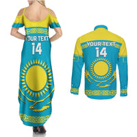 Custom Kazakhstan Hockey Couples Matching Summer Maxi Dress and Long Sleeve Button Shirt 2024 Go Kazakh - Wonder Print Shop