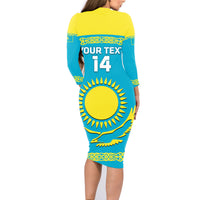 Custom Kazakhstan Hockey Family Matching Long Sleeve Bodycon Dress and Hawaiian Shirt 2024 Go Kazakh - Wonder Print Shop
