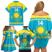 Custom Kazakhstan Hockey Family Matching Off Shoulder Short Dress and Hawaiian Shirt 2024 Go Kazakh - Wonder Print Shop