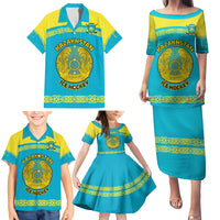 Custom Kazakhstan Hockey Family Matching Puletasi and Hawaiian Shirt 2024 Go Kazakh - Wonder Print Shop