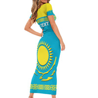 Custom Kazakhstan Hockey Family Matching Short Sleeve Bodycon Dress and Hawaiian Shirt 2024 Go Kazakh - Wonder Print Shop