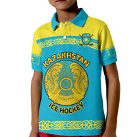 Custom Kazakhstan Hockey Kid Polo Shirt 2024 Go Kazakh - Wonder Print Shop
