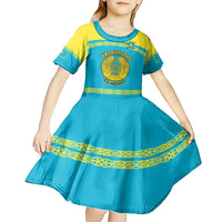 Custom Kazakhstan Hockey Kid Short Sleeve Dress 2024 Go Kazakh - Wonder Print Shop