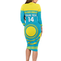 Custom Kazakhstan Hockey Long Sleeve Bodycon Dress 2024 Go Kazakh - Wonder Print Shop