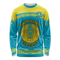 Custom Kazakhstan Hockey Long Sleeve Shirt 2024 Go Kazakh - Wonder Print Shop