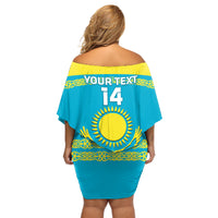 Custom Kazakhstan Hockey Off Shoulder Short Dress 2024 Go Kazakh - Wonder Print Shop