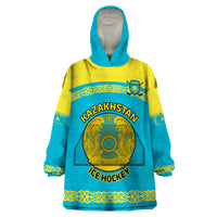 Custom Kazakhstan Hockey Wearable Blanket Hoodie 2024 Go Kazakh - Wonder Print Shop