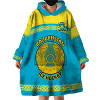 Custom Kazakhstan Hockey Wearable Blanket Hoodie 2024 Go Kazakh - Wonder Print Shop