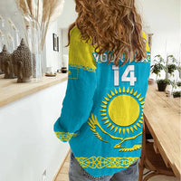 Custom Kazakhstan Hockey Women Casual Shirt 2024 Go Kazakh - Wonder Print Shop