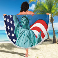 United States 4th Of July Beach Blanket USA Statue of Liberty Proud - Wonder Print Shop