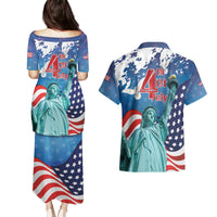 United States 4th Of July Couples Matching Puletasi and Hawaiian Shirt USA Statue of Liberty Proud - Wonder Print Shop