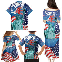 United States 4th Of July Family Matching Puletasi and Hawaiian Shirt USA Statue of Liberty Proud - Wonder Print Shop