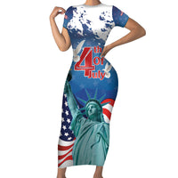 United States 4th Of July Family Matching Short Sleeve Bodycon Dress and Hawaiian Shirt USA Statue of Liberty Proud - Wonder Print Shop