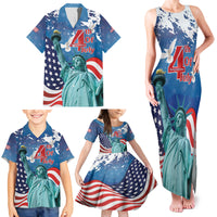 United States 4th Of July Family Matching Tank Maxi Dress and Hawaiian Shirt USA Statue of Liberty Proud - Wonder Print Shop