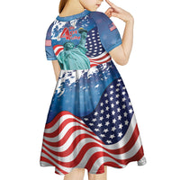 United States 4th Of July Kid Short Sleeve Dress USA Statue of Liberty Proud - Wonder Print Shop