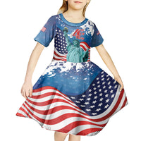 United States 4th Of July Kid Short Sleeve Dress USA Statue of Liberty Proud - Wonder Print Shop