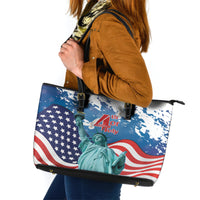 United States 4th Of July Leather Tote Bag USA Statue of Liberty Proud - Wonder Print Shop