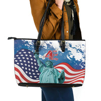 United States 4th Of July Leather Tote Bag USA Statue of Liberty Proud - Wonder Print Shop