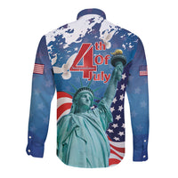 United States 4th Of July Long Sleeve Button Shirt USA Statue of Liberty Proud - Wonder Print Shop
